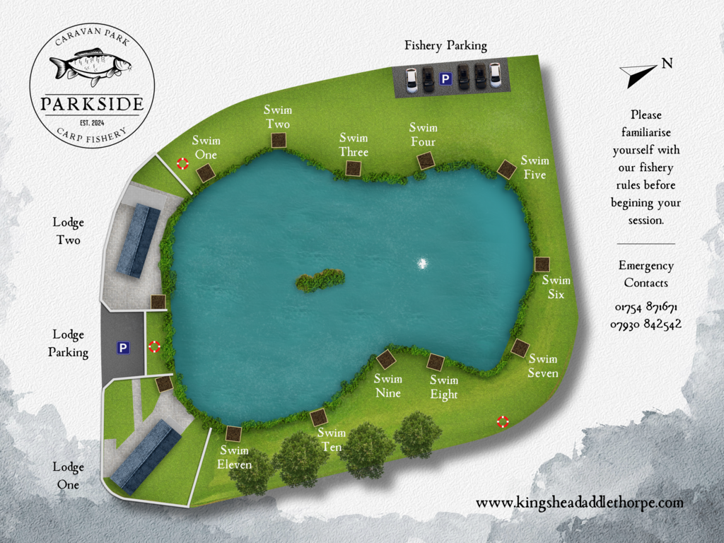 Parkside caravan park and fishing lakes Map